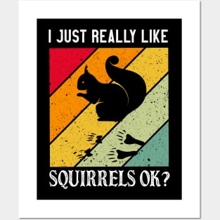 I Just Really like squirrels vintage Cute Squirrel Animal Posters and Art